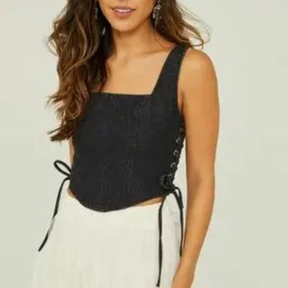 Altar'd State Black Denim Corset - Picture 2 of 8